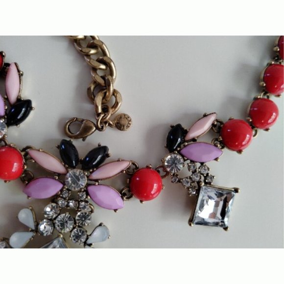 J.Crew Coral, Pink, Lavender + Crystal Necklace - Picture 1 of 3